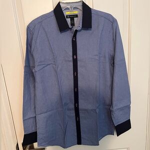 INC Men's Blue Button-Up Slim-Fit Shirt size M